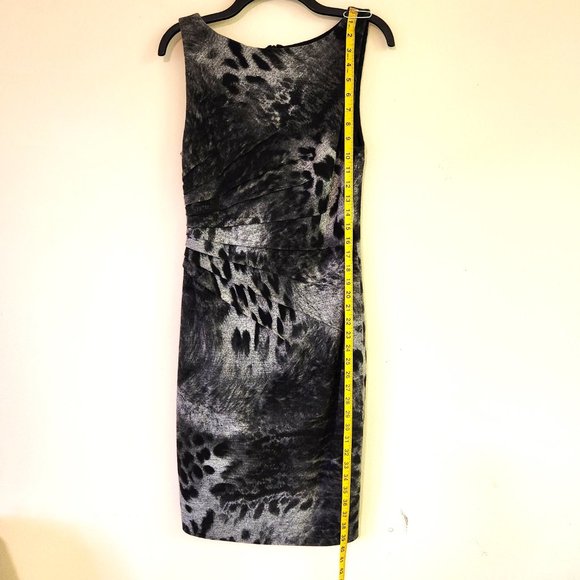 Cache SL Lined Black White Animal Print Sheath Dress 6 - Picture 13 of 14